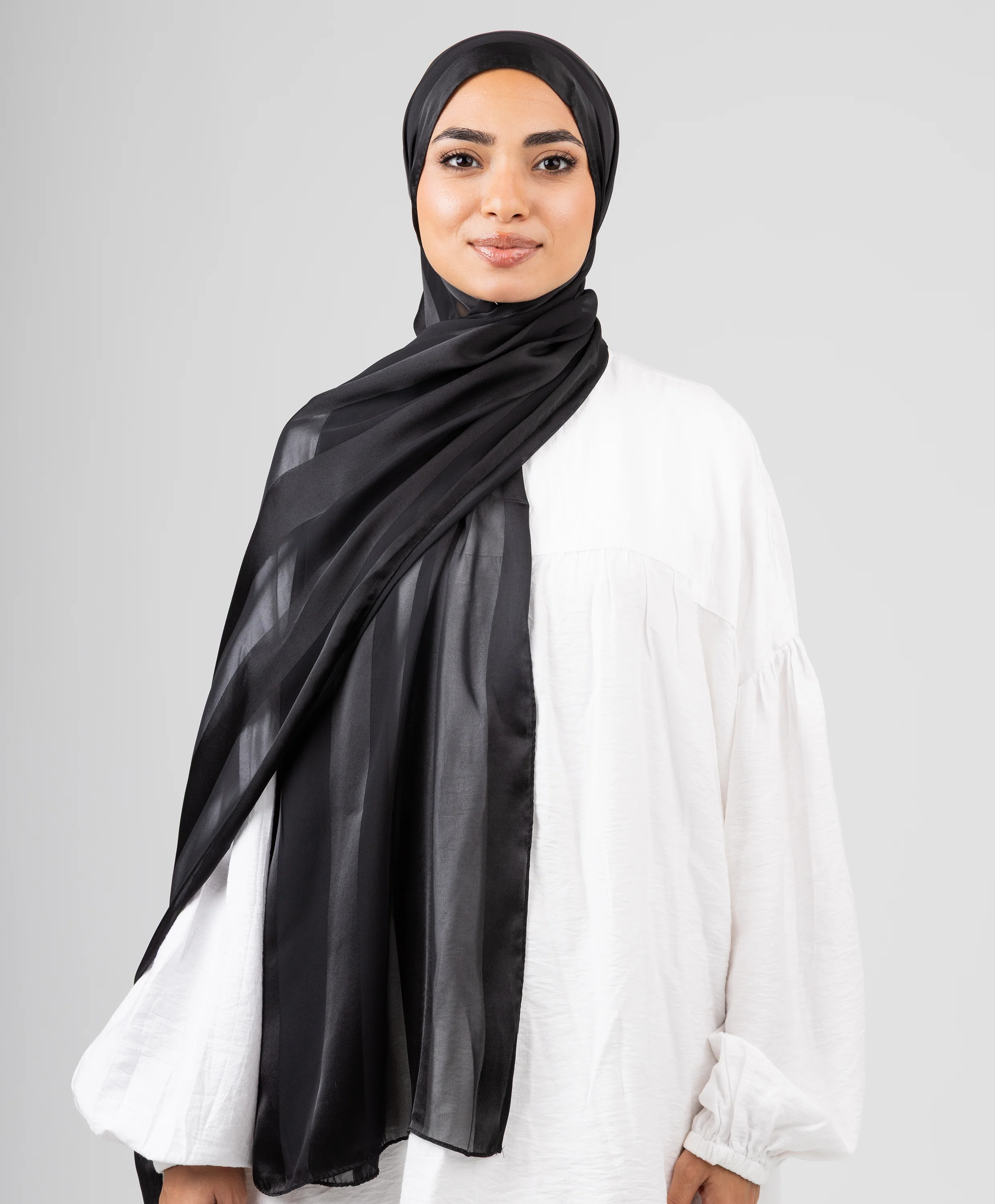 Abstract Satin Chiffon Scarf - Image 13