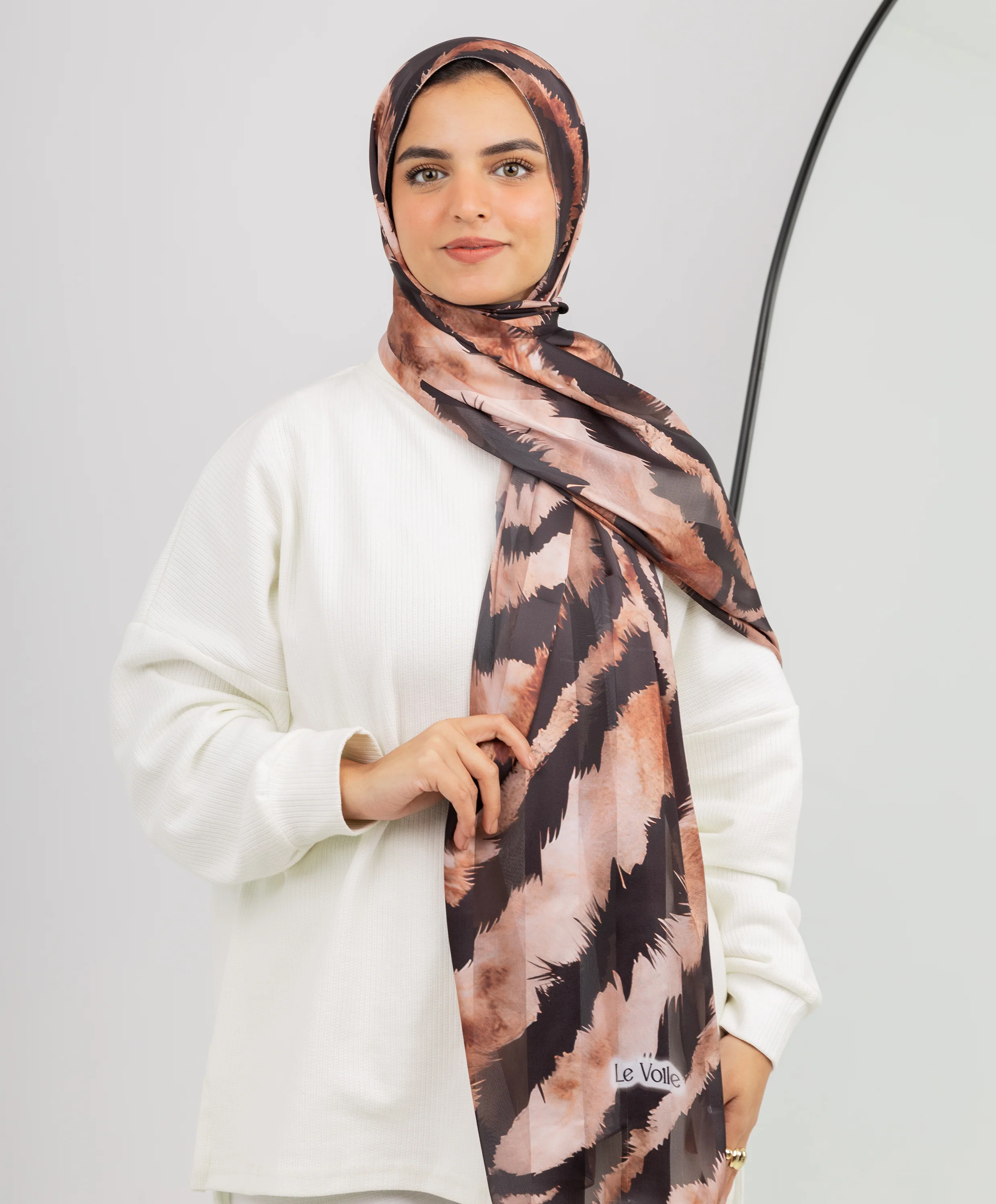 Leopard Satin Chiffon Scarf - Image 4